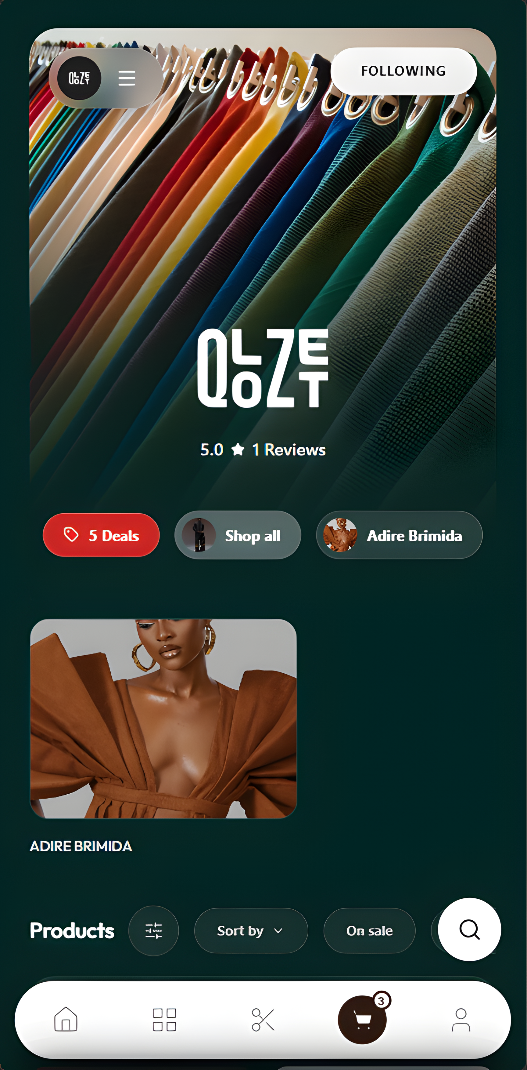 Qlozet vendor storefront on mobile